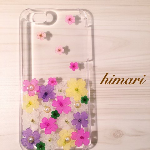 【受注製作52】iphone/スマホ 押し花ケース　本物のお花使用