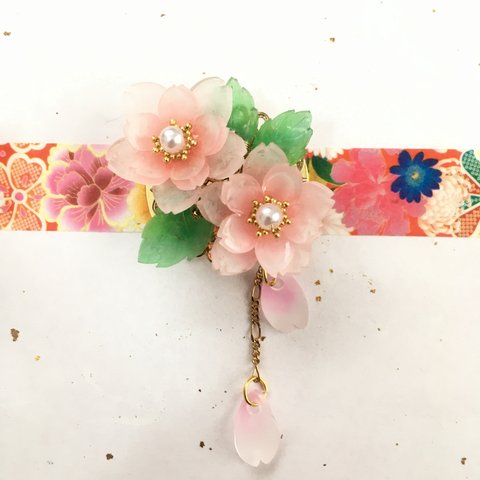 【受注生産】八重桜の帯留め