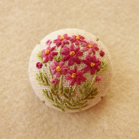 秋の花 コスモス刺繍ブローチ