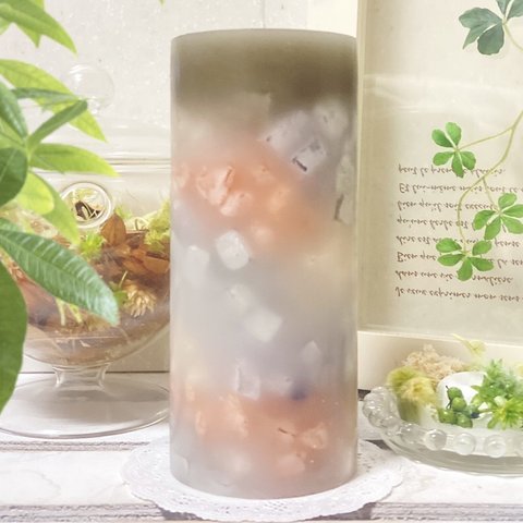 Φ6.7cm×H15cm ペタルキャンドル (グレージュ) № 000680 /Gradation Candle