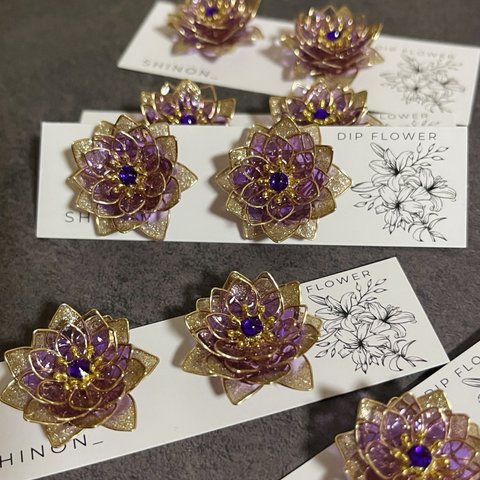 月下美人‎ purple gold💜1粒 ピアス イヤリング 