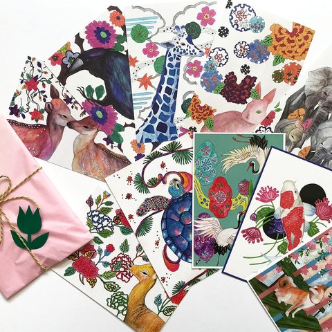 ポストカード 10枚セット -ほっこりする動物 & 日本を感じる動物- 