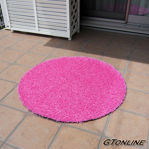 人工芝 ピンク 芝生マット 円形 直径1m（100cm）屋内用でも屋外用でも自由にアレンジ可能 人やペットに無害な高品質人工芝使用