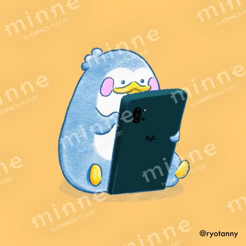 スマホとペンギンの壁紙（デスクトップ用）