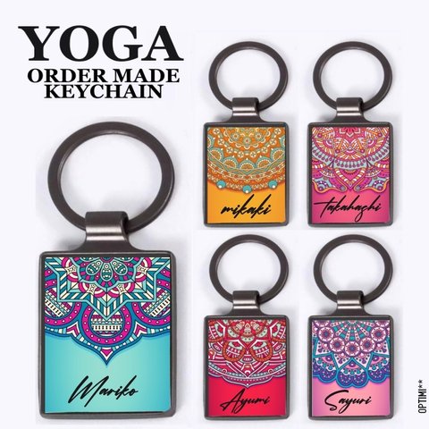 KEYRING YOGA オーダーメイド  オリジナル 名入れ マット ピラティス マンダラ キーホルダー ストラップ キーリング キーチェーン