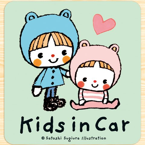 KIDS IN CAR キッズインカー マグネットステッカー(Lovelyクマちゃんズ）