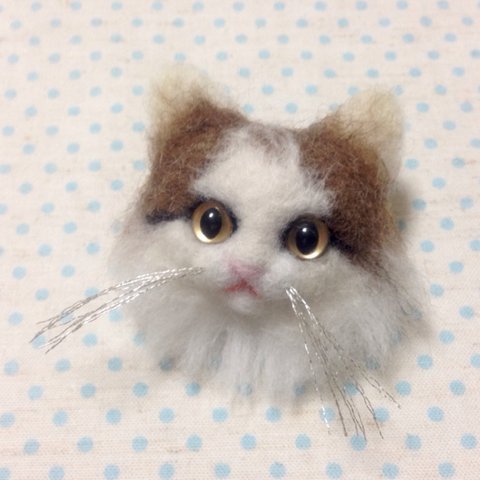 ネコ顔フェルトブローチ☆488ノルウェージャンフォレストキャット