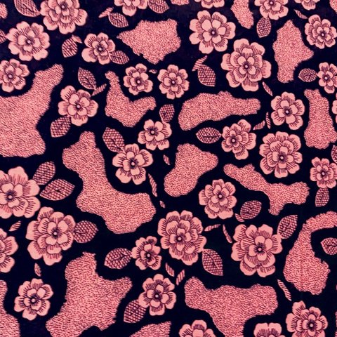 再販【B4 東欧ハギレ】pink/black cotton flower