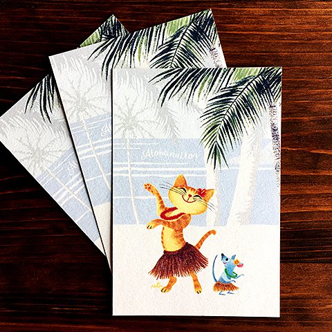 G.ポストカード3枚セット［ネコとネズミのフラダンス “海”］