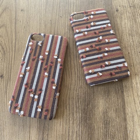 シマシマチョコブラウン　iPhoneケース