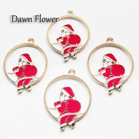 【D-0620】5pcs　サンタクロース　32×25mm　レッド　チャーム