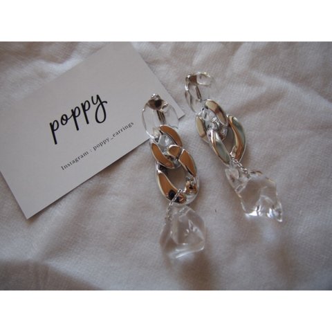 clear × silver chain earring クリア×シルバーチェーンイヤリング