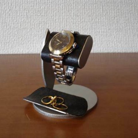 ブラックコルクディスプレイ腕時計スタンド　黒トレイバージョン　N12320－4