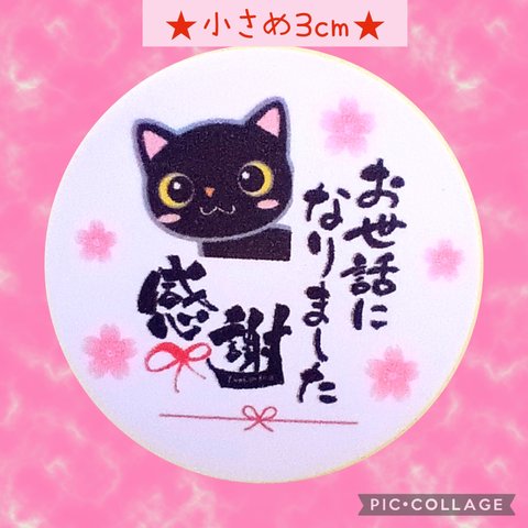 ⭐セール中⭐小さめ3cm⭐お世話になりましたシール感謝⭐黒猫ちゃん