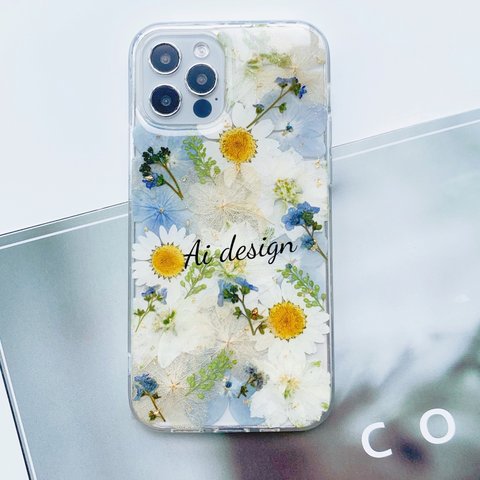 可愛い ♡ 押し花 iphoneケース  iphone13  押し花ケース スマホケース　ハンドメイド