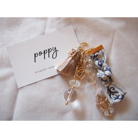 ribbon × tassel smartphone ring charm リボン×タッセルスマホリングチャーム