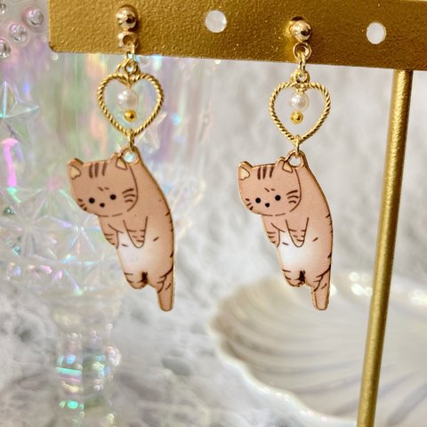 ゆらゆら茶トラねこちゃんピアス