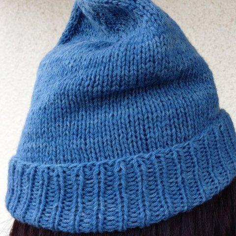藍染のニット帽Ｃ（藍色）