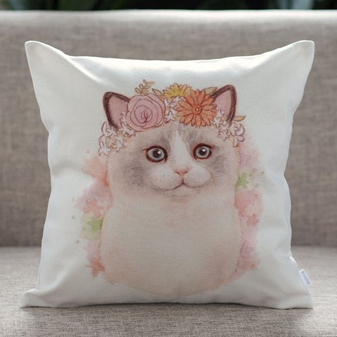 クッションカバー ラグドール  キャット フラワー jubileecushionai013