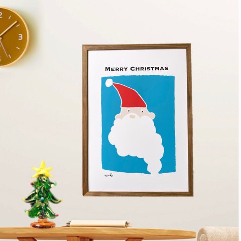 【クリスマスポスター】【クリスマス】絵本みたいなサンタのMerryMerry Chirstmas☆＊インテリア＊アートポスター＊A4