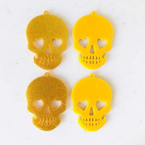 Glitter Gold Yellow Skull Pendant Tops