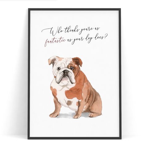 10種類の犬のポスター 【 ブルドッグ チワワ コーギー ラブラドール ビーグル 等】 名言　水彩　オードリーヘップバーン名言
