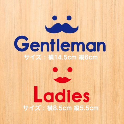 85【賃貸OK!】2枚セット男女別トイレサインステッカー(青と赤)