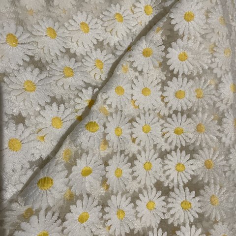 花柄刺繍レース　チュール地