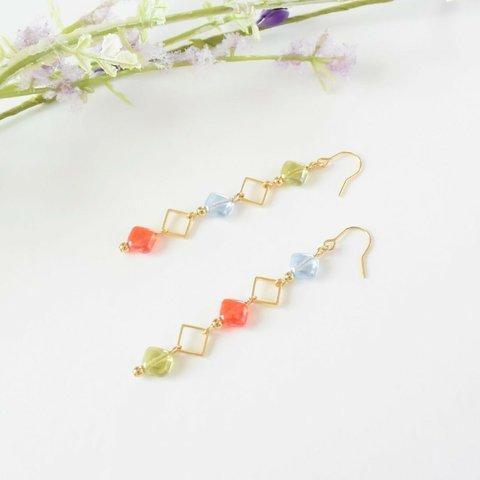 France Red×Blue×Green×Square イヤリング・ピアス