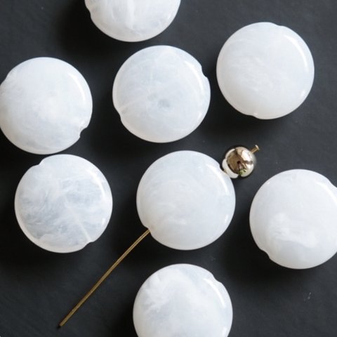 高品質【8個】white marble Acrylbeads＊マーブル＊アクリルビーズ＊