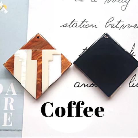 ：2pcs：23％OFF★ import geometrical plate〈カク・コーヒー〉大ぶり ピアス イヤリング  チャーム キーホルダー ハンドメイドアクセサリー等に 