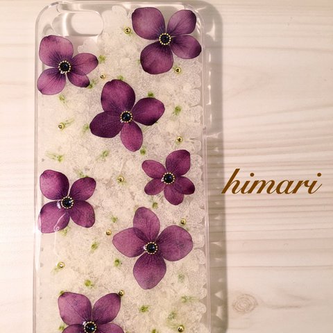 【受注製作53】iphone/スマホ 押し花ケース　本物のお花使用