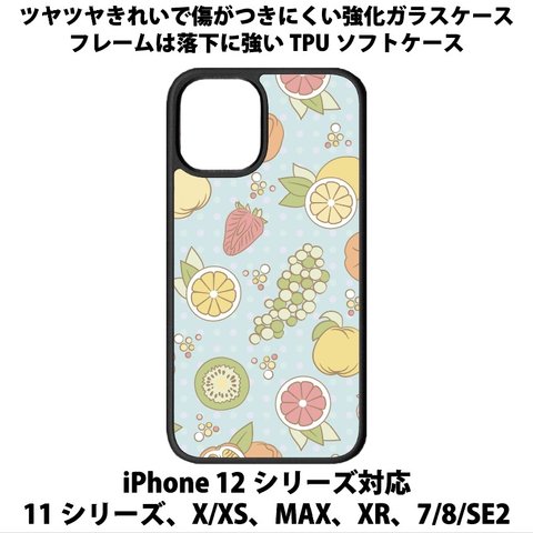 送料無料 iPhone13シリーズ対応 背面強化ガラスケース フルーツ3