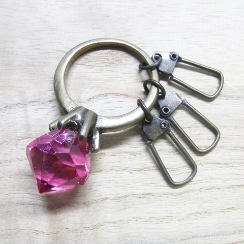 RINGtype　（BIG)Stoneキーホルダー　-663　PINK