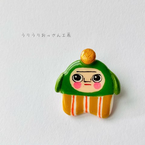 ボーダー柄おっさんピンバッチ