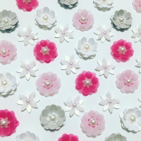 お花シール❁︎60枚❁︎fairy Pearl pink mix