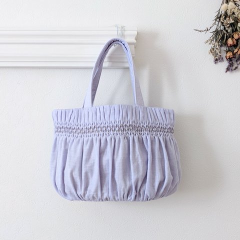 スモッキング刺繍のトートバッグ ｰCARRYiN lavender ｰ