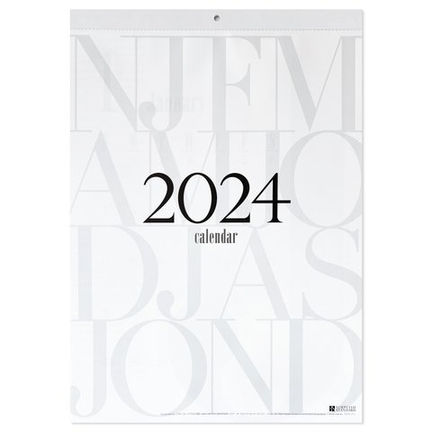 2024年壁掛けカレンダー B3 モノトーン シンプル＆スタイリッシュデザイン タイポグラフィ