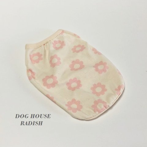  タンクトップ クッカ柄 【ペールピンク】 Dog 犬服 ドッグウェア 春秋　花