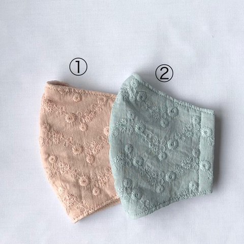 刺繍を施した涼感マスク　子供サイズ