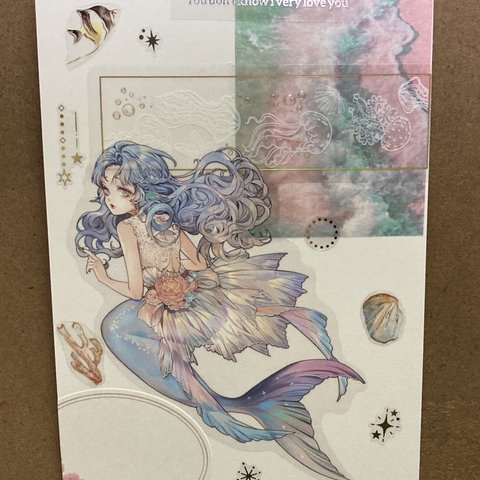 ポストカード メッセージカード コラージュ 人魚 海