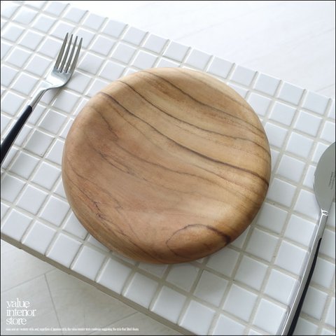 チーク無垢材 プレートKIJI20N 丸皿 中皿 取り皿 パンプレート お皿 木製食器 木の皿 一枚板 無垢材食器 Φ20cm