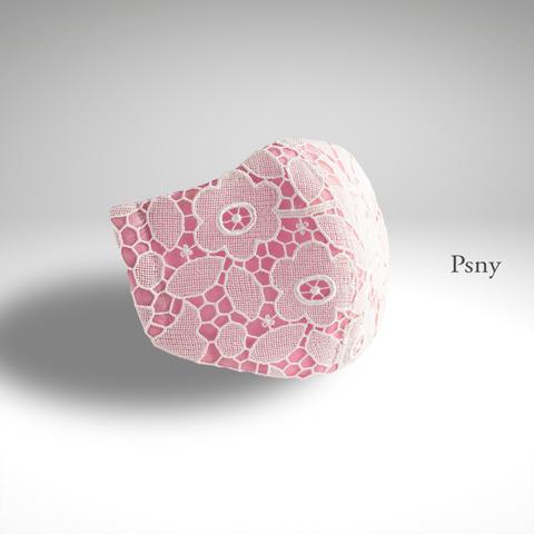 PSNY レトロ花柄のケミカルレース★ピンクのフィルター入りマスク ますく 春マスク　FR20