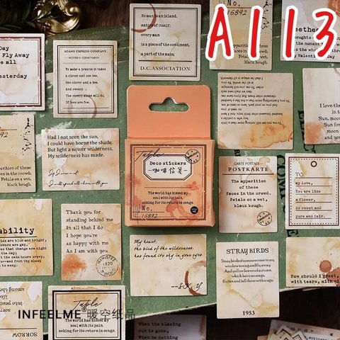 A113☆ 海外♡ヴィンテージ珈琲信書♡ミニシール♡ステッカー