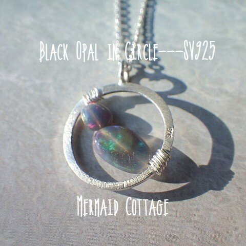 ☆再販☆Black Opal in Circle---SV925/ブラックオパール