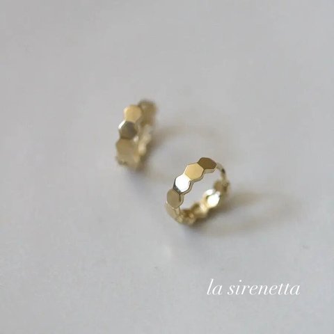 受注製作 ピアス ＊ honeycomb hoop pierce