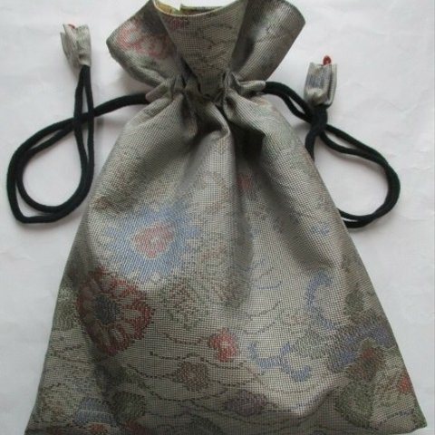 ６０８８　　色大島紬で作った巾着袋　＃送料無料