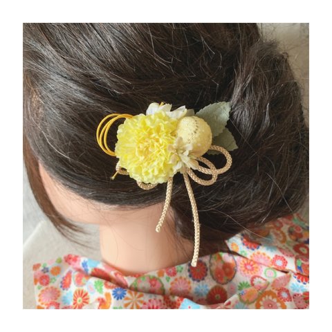 [SOLD]ひとつ付けるだけ　　子ども　髪飾り　ヘアアクセサリー　ベビー　着物　夏祭り　アーティフィシャルフラワー　　ヘアクリップ　七五三　フォーマル　水引　浴衣