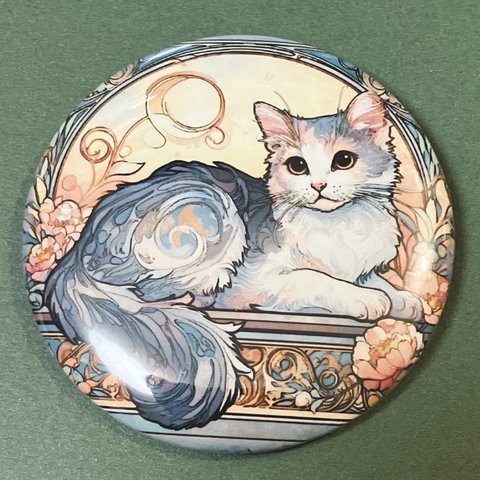 【新品】かわいい＆エレガントなネコちゃん 猫アートグッズ 缶バッジ02