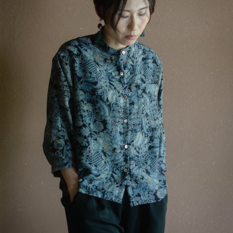 キモノスタンドカラーシャツ Kimono stand collar shirt ※お手持ちのお着物でお仕立てします